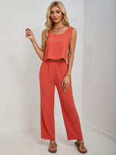 Square Neck Tank and Wide Leg Pants Set OutfitFlow